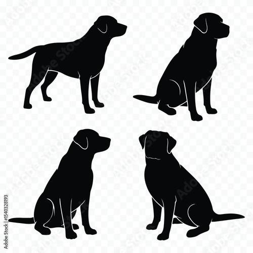 Labrador retriever dog silhouettes set