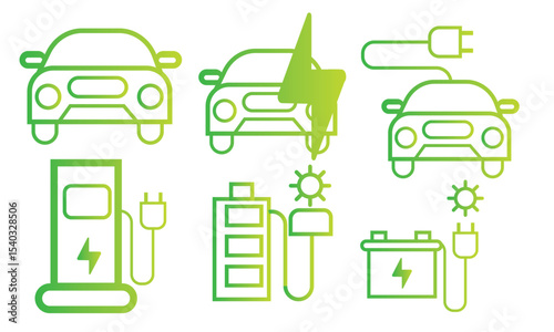 electric cars hybrid battery premium vector icons eps