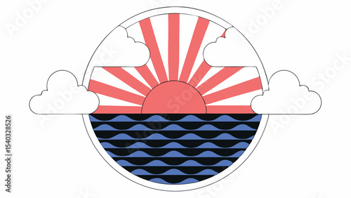 Sunset Over Ocean in Oval Frame