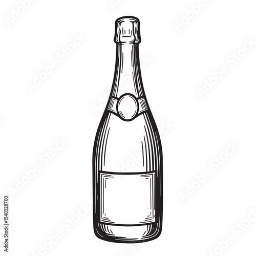 Vintage art silhouette of a champagne bottle ideal for celebrations special occasions and festive design projects