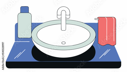 Modern Bathroom Sink with Towel and Soap Dispenser