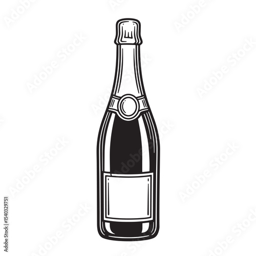 Vintage silhouette champagne bottle vector illustration ready for celebratory events and festive occasions