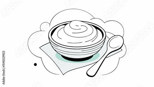 Bowl of Yogurt with Spoon