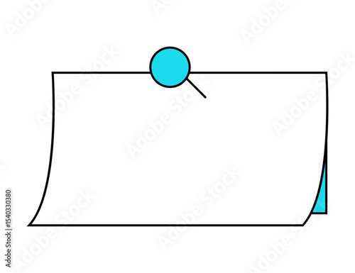 A rectangular piece of paper with a magnifying glass firmly attached to it