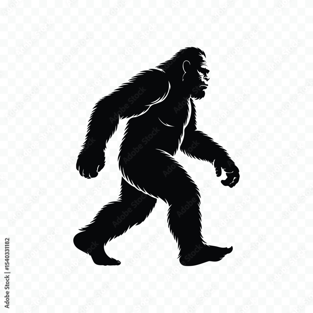 Fototapeta premium Bigfoot walking silhouette illustration
