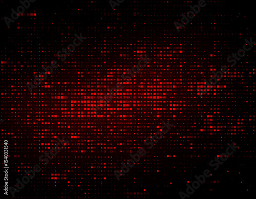 A digital data stream fragmenting into pixelated static on a dark screen, signifying a system breakdown.