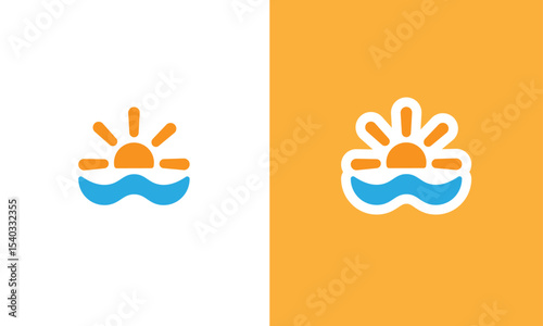 Minimalist Sunrise and Wave Logo Design