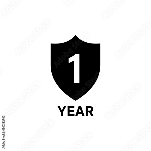 Free Download A black shield with the number one in white and the word year below it on a white background - GFXLoad