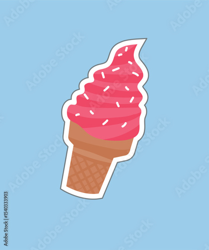 Flat Design Illustration With Ice Cream Sticker