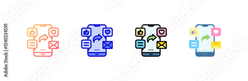 Social Media icon set multiple style collection