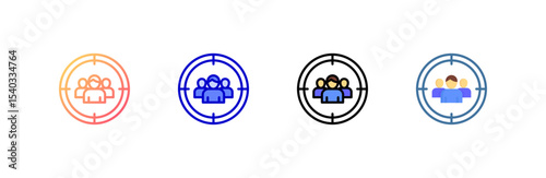 Target Audience icon set multiple style collection