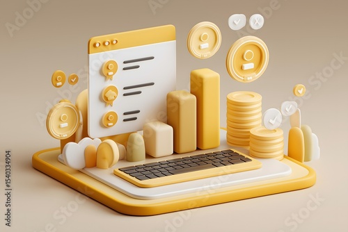 Reskill concept: Gamified reskilling program, leaderboard and badges on screen.