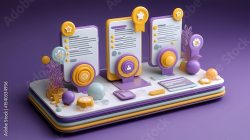 Reskill concept: Gamified reskilling program, leaderboard and badges on screen.