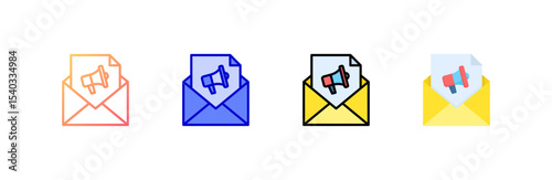 Email Marketing icon set multiple style collection