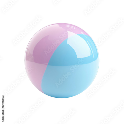 Abstract Pastel Pink and Blue Sphere, 3D Rendered Shiny Ball