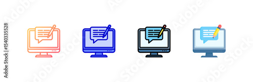 Blogging icon set multiple style collection