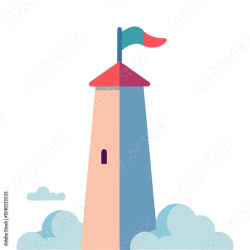 flat icon tower, illustration full color