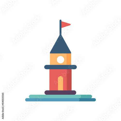 flat icon tower, illustration full color