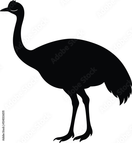 Cassowary silhouette vector art illustration and minimal black and white design
