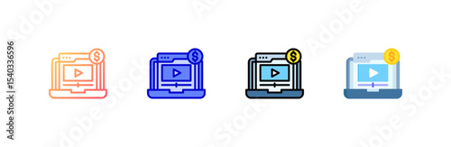 Paid Content icon set multiple style collection