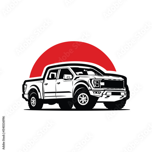 American double cabin pickup truck vector illustration isolated