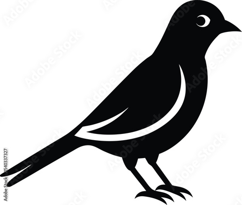 Lilac Breasted Roller silhouette vector art illustration and minimal black and white design