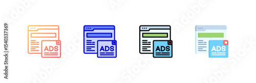 Advertising icon set multiple style collection
