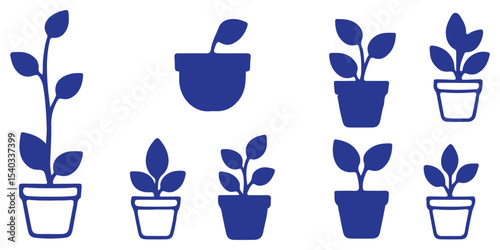 Flowerpot flat icon. Pictogram for web. Line stroke. Plant pot line outline icon, Potted plant icon. With outline, glyph, and filled outline styles, Plant in pot simple line vector icon. flower pot