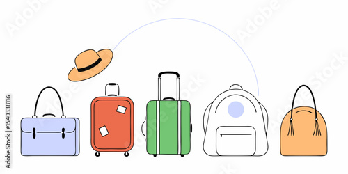 Travel Gear and Personal Belongings Ready for an Adventure