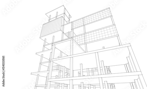building frame concept 3d illustration