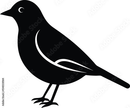 Skylark Bird silhouette vector art illustration and minimal black and white design
