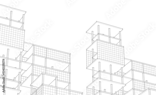building frame concept 3d illustration