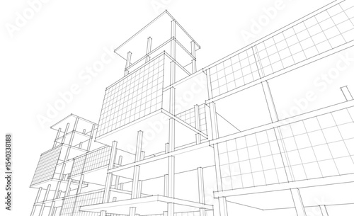 building frame concept 3d illustration