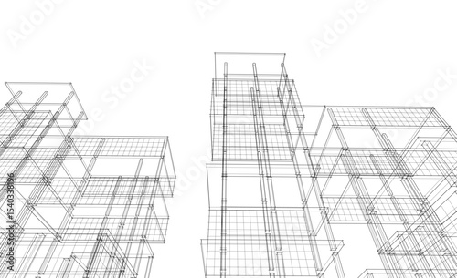 building frame concept 3d illustration