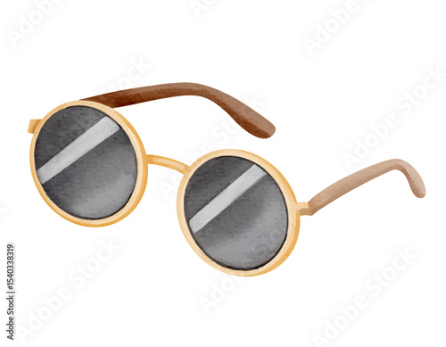 Watercolor sunglasses. Stylish glasses. Summertime element.