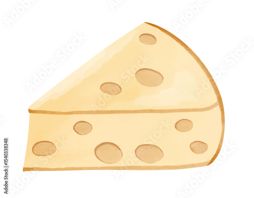 Watercolor cheese illustration in hand painted style for food design, kitchen prints and culinary decoration