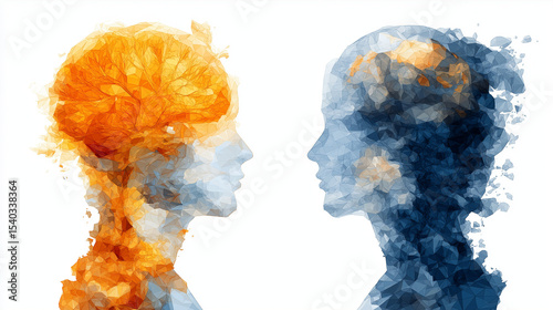 Flat design illustration of left and right brain concept