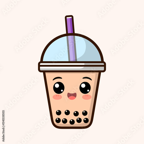 Cute Illustration of Bubble Tea Drink With