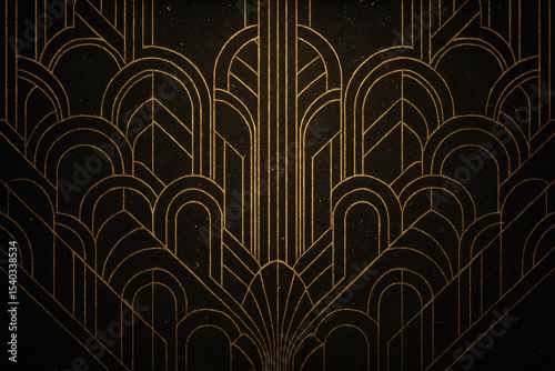Art Deco Inspired Pattern: A mesmerizing art deco pattern, with its geometric lines and intricate details, sets a luxurious tone. The metallic gold embellishments on a deep.