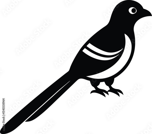 Trogon Bird silhouette vector art illustration and minimal black and white design