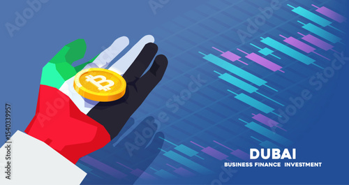 Concept of cryptocurrency investment in Dubai, UAE