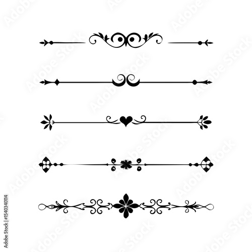 Set of Vintage decorative lines. text dividers. Line border. Lines separators, Borders, Vintage dividers, Underline elements. Vector illustration
