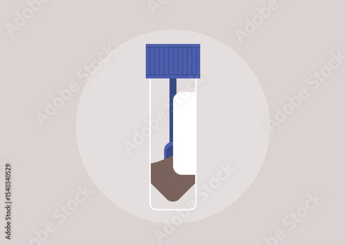 A sterile container holds a small stool sample, carefully prepared for laboratory analysis, This detail emphasizes the importance of precise procedures in medical diagnostics