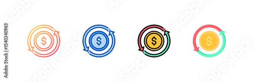 Cash Flow icon set multiple style collection