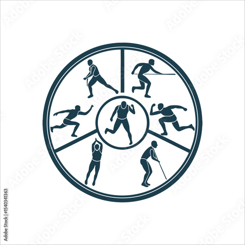 Decathlon Sports Silhouette Composite Vector Graphic Decathlon Athlete Silhouette Composite of multiple events