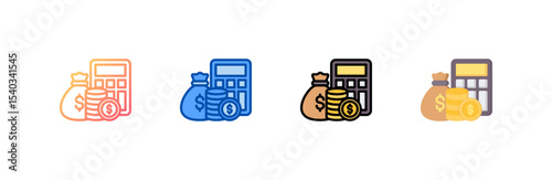 Cost icon set multiple style collection