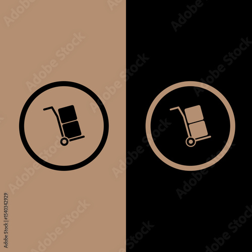 Vector illustration of a hand trolley carrying two stacked boxes indicating the "Maximum 2 Stacks" warning. Ideal for logistics, shipping labels, warehousing signage, and packaging design