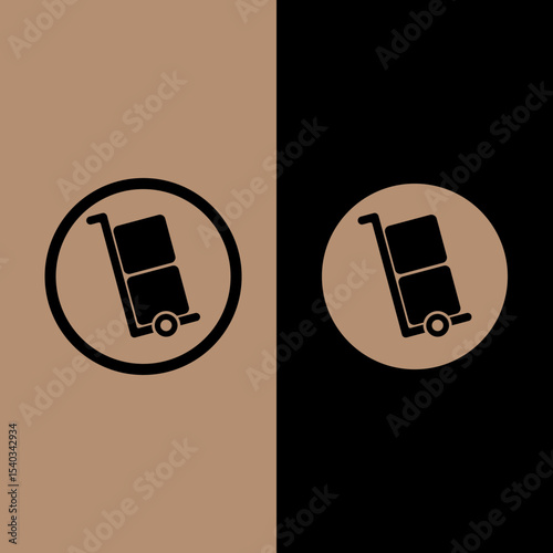 Vector illustration of a hand trolley carrying two stacked boxes indicating the "Maximum 2 Stacks" warning. Ideal for logistics, shipping labels, warehousing signage, and packaging design