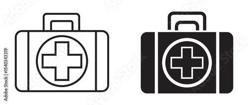 Medical kit web line icon set. Health-related icons featuring medical symbols. Healthcare symbols. Vector illustration.