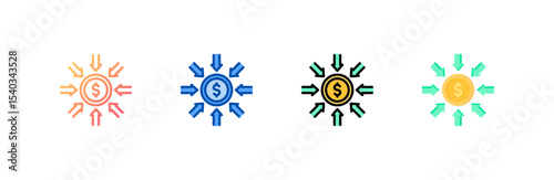 Fundraise icon set multiple style collection